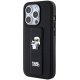 Karl Lagerfeld iPhone 15 Pro vāciņš Gripstand Saffiano Karl&Choupette Pins, melns