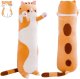 Mīkstā bērnu rotaļlieta, garš plīša spilvens kaķis - batons 60cm, Brūns | Plush Cat-shaped Hugging Pillow