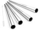 Reusable Metal Drinking Straws with Cleaning Brush, 10 pcs, Silver