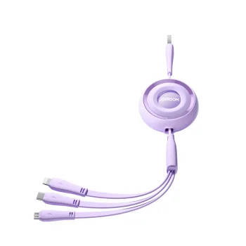 Joyroom S-A40 izvelkams 3-in-1 uzlādes kabelis, 1m, violets