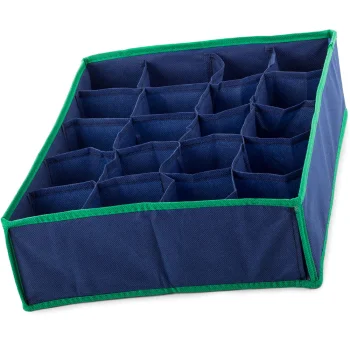 Underwear and Socks Drawer Organizer, 20 Compartments, Navy Blue