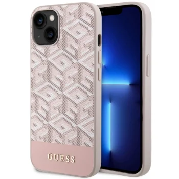 Guess iPhone 14 Case G Cube MagSafe Stripes, Pink