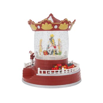 Christmas Snow Globe Carousel with LED Light FLX-4 Forever Light, Red