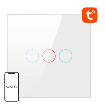 Умный Wi-Fi выключатель света Avatto TS02-EU-W3 на 3 клавиши, белый