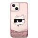 Karl Lagerfeld Glitter Choupette Head vāciņš iPhone 14 Plus / 15 Plus - rozā
