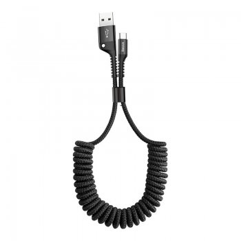 Baseus Spring-Loaded USB Type C Data Charging Cable 1m 2A (Black) | Lādētājvads Datu Pārraides Kabelis