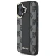 DKNY iPhone 16 vāciņš Leather Checkered Mono Pattern MagSafe, melns