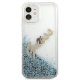 Guess iPhone 12 mini vāciņš Glitter Vintage Script, zils