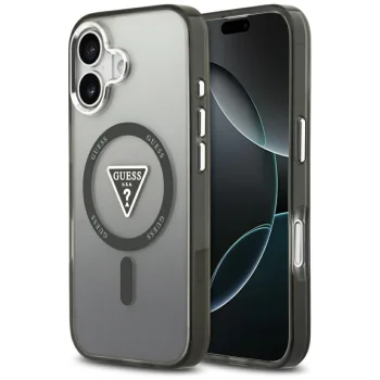Чехол Guess IML Gradient Triangle Logo MagSafe для iPhone 17 - Черный