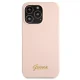 Чехол Guess Silicone Script Gold Logo MagSafe для iPhone 13 / 13 Pro светло-розовый
