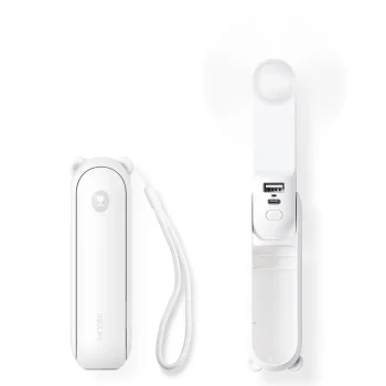 Pārnēsājams rokas ventilators Jisulife Life8 Plus 4500 mAh ar lukturi un ārējo akumulatoru, balts