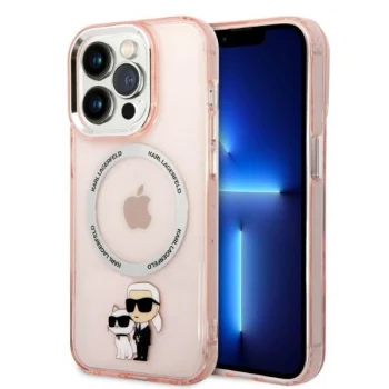 Karl Lagerfeld Iconic Karl & Choupette MagSafe чехол для iPhone 14 Pro Max - розовый
