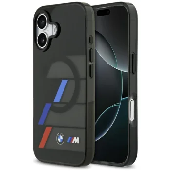 BMW M IML Metal Buttons Tricolor Lines MagSafe vāciņš Apple iPhone 17, Melns