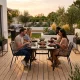 Садовый стол 120x70 см закаленное стекло отверстие для зонта MultiGarden,...