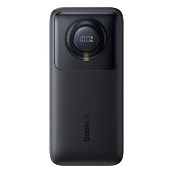 Baseus Free2Pull 20000mAh 65W portatīvais akumulators ar ievilktu USB-C kabeli – Melns | Power Bank With Retractable...