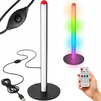 Напольная светодиодная лампа RGB 50 см с пультом, черная