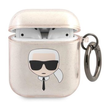 Karl Lagerfeld KLA2UKHGD AirPods cover gold Glitter Karl`s Head