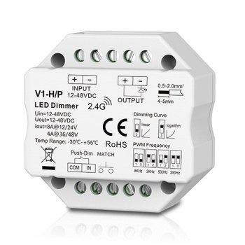 LED Kontrolieris V1-H/P 12-48V 8A Push-Dim RF 2.4GHz