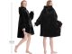 Oversized Warm Hoodie Sweatshirt Blanket with Pocket for Men and Women, Black