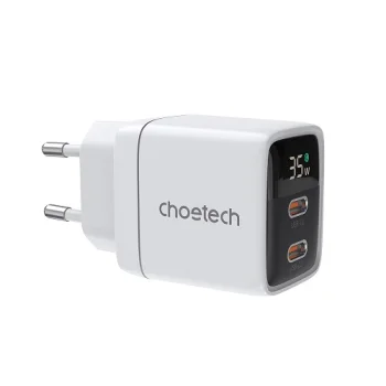 Choetech 35W GaN divu USB-C pieslēgvietu lādētājs (Balts)