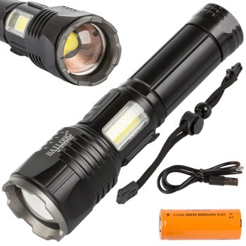 Taktiskā LED lukturis Bailong P19 ar CREE XHP160, COB, Power Bank funkciju