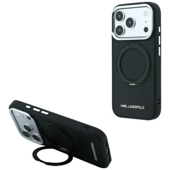 Karl Lagerfeld Ring Stand 360 vāciņš iPhone 18 Pro Max / 17 Pro Max ar MagSafe, melns