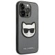 Karl Lagerfeld iPhone 14 Pro Case Saffiano Choupette Head Patch Silver