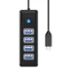 Orico HUB USB-C - 4x USB 3.0 5 Гбит/с 0,15 м Черный