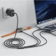 Acefast C6-11 3in1 USB-C kabelis 2x USB-C / Qi 100W 1.2m, melns