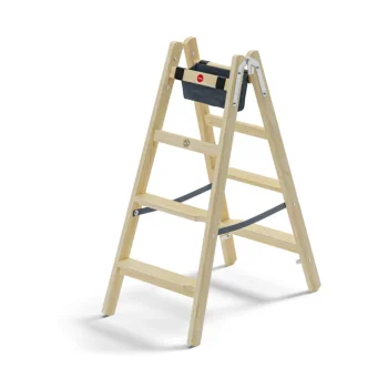 Divpusējās koka kāpnes Hailo Master H80, 2 x 4 pakāpieni, brūnas