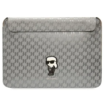 Чехол для ноутбука 14" Karl Lagerfeld Saffiano Monogram Ikonik, серебристый
