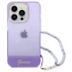 Чехол Guess Translucent Pearl Strap для iPhone 14 Pro, фиолетовый