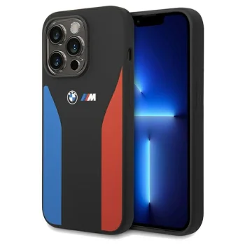 BMW Silicone Blue&Red Stripes M Collection vāciņš iPhone 15 Pro Max, melns