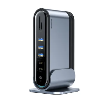 HUB Baseus CAHUB-DG0G 3x USB 3.2 Gen 1 / 2x USB-A / 2x USB-C / SD karšu lasītājs, micro SD / AUX / 3x HDMI / RJ45 PD...