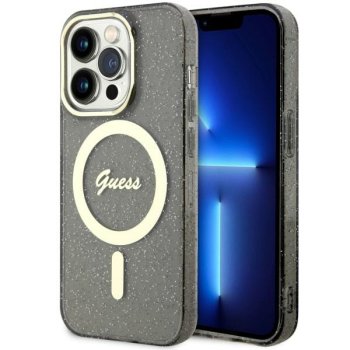 Guess iPhone 14 Pro Max Case IML Glitter Gold MagSafe, Black