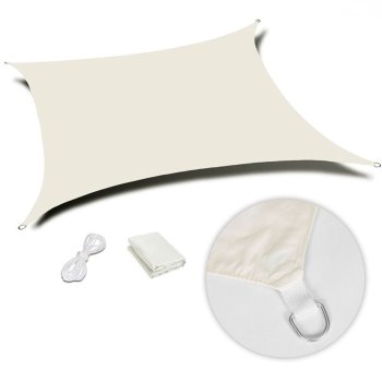 Kvadrātveida saules bura 4x4 m ūdensnecaurlaidīga MultiGarden, bēša