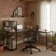 ModernHome L-Shaped Corner Desk with 4 Shelves Industrial Computer Desk, distressed walnut