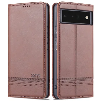 Google Pixel 6 Pro AZNS Leather Stand Case Cover with Card Slots, Coffee | Чехол для Телефона...