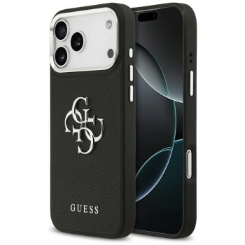 Guess Grained Big 4G Classic Logo vāciņš iPhone 17 Pro Max telefonam – melns | Phone Case Cover