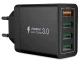 Ātrais sienas lādētājs 4xUSB ar Quick Charge 3.0, melns