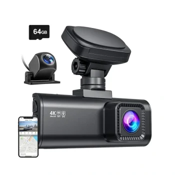 Video reģistrators REDTIGER F7N(64G) WiFi 4K + 1080p ar GPS un 64 GB karti