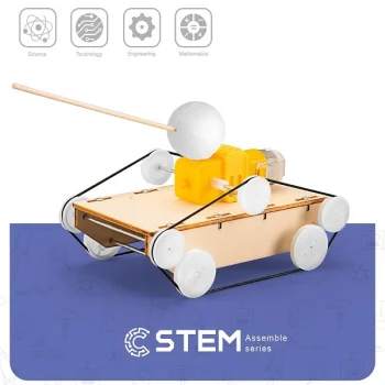 Деревянный конструктор Танк, обучающая STEM-игрушка
