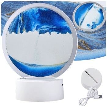 3D smilšu lampa ar kustīgām smiltīm un LED RGB galda dekorācija