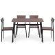 ModernHome MALMO 5 Piece Dining Set Industrial Kitchen Table and 4 Chairs