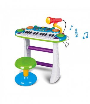 Bērnu muzikālās klavieres tastatūra sintezators ar mikrofonu BB335B, Zaļš | Children Piano Synthesizer Keyboard...