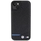 BMW iPhone 15 Plus чехол Leather Carbon, черный