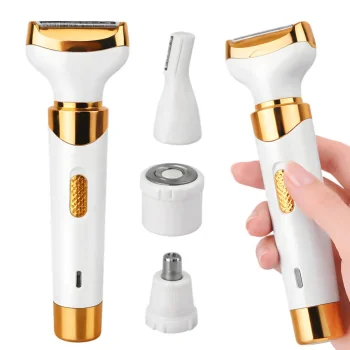 Sieviešu epilators 4 vienā un bikini trimmeris ar USB uzlādi, balti zelta
