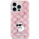 Karl Lagerfeld Monogram Choupette vāciņš iPhone 15 Pro, Rozā