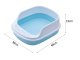 Open cat litter tray with frame and large scoop, blue