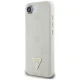 Guess Grained Hot Stamp Peony Triangle Logo MagSafe vāciņš iPhone 16e bēšs